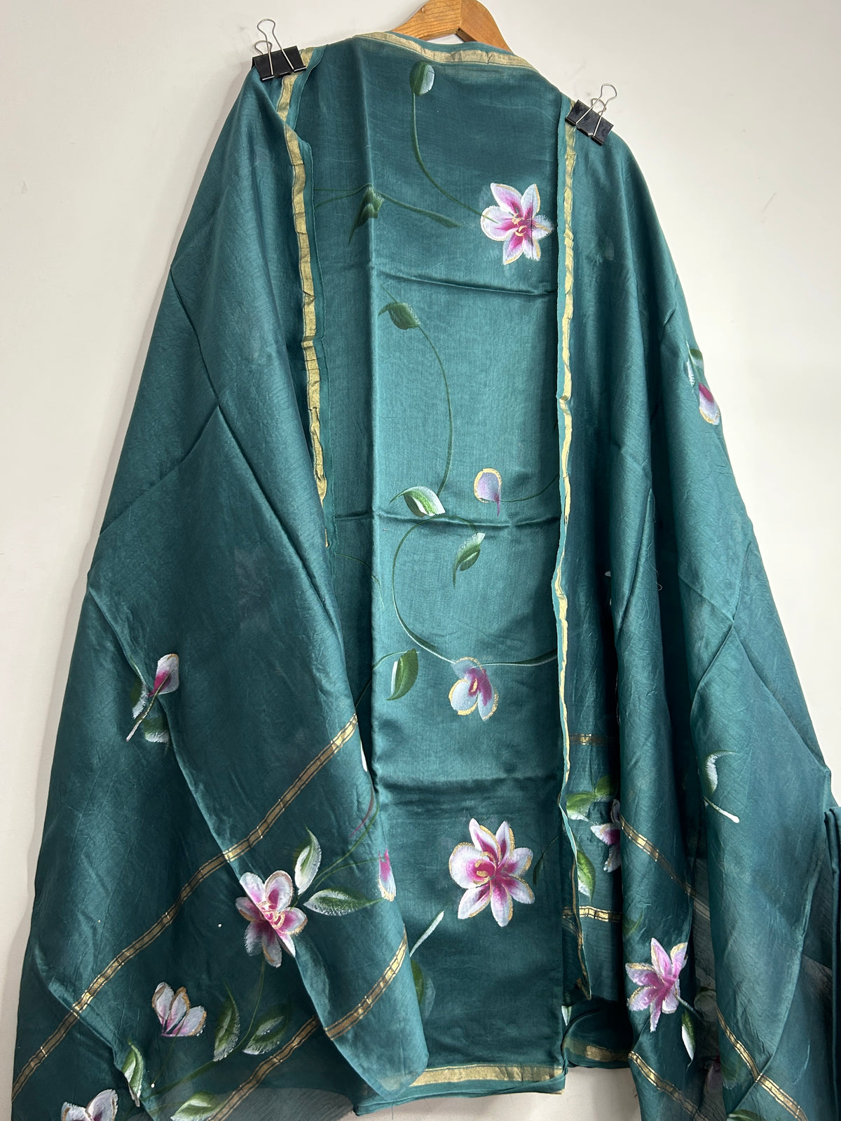 Hand Painted Chanderi Silk Cotton Dress Material