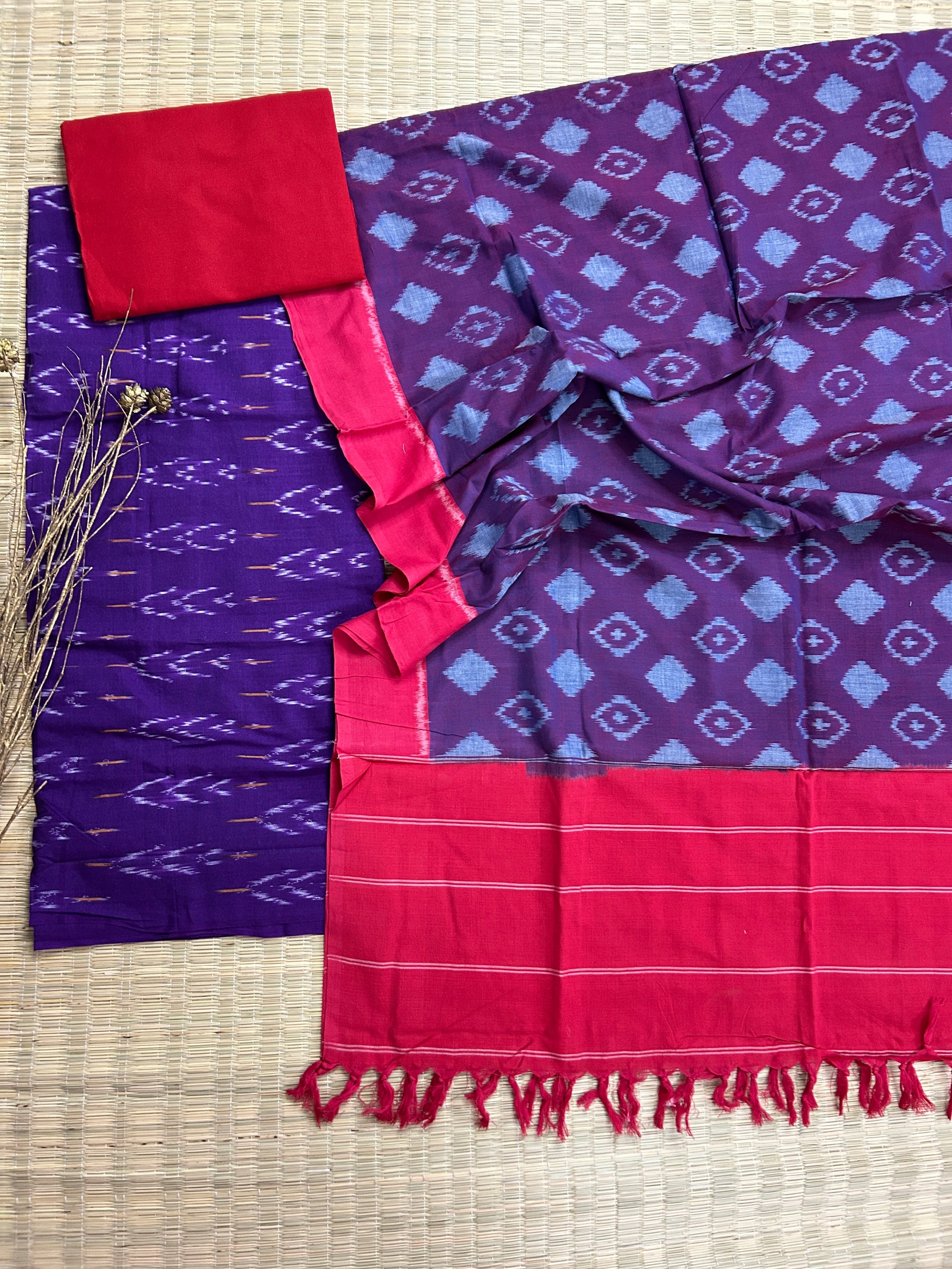 Double Ikat Mercerised Cotton Dress Material