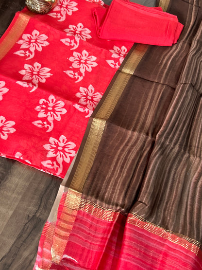 Hand Painted Maheshwari Silk Cotton Dress Material