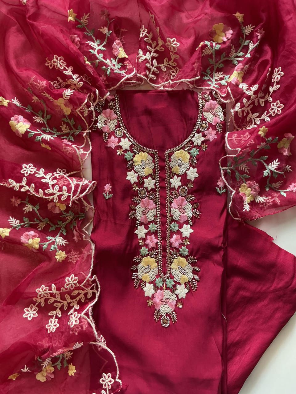 Embroidered Cotton Silk Dress Material