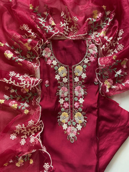 Embroidered Cotton Silk Dress Material