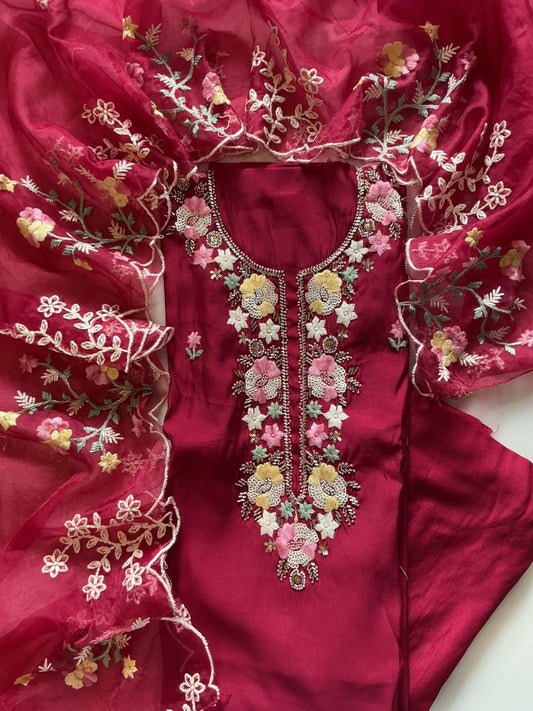 Embroidered Cotton Silk Dress Material
