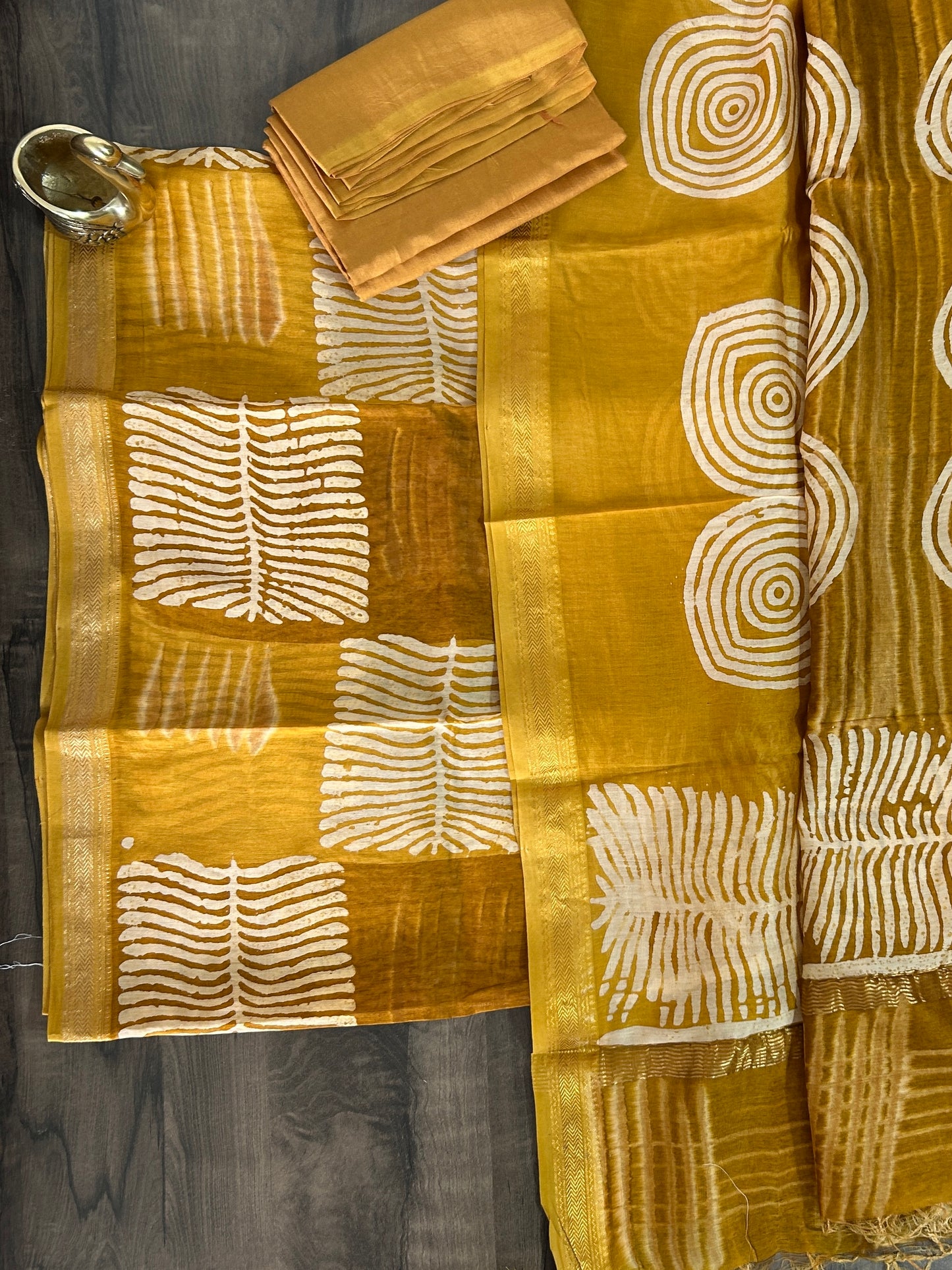 Hand Block Printed Maheshwari Silk Cotton Dress Material