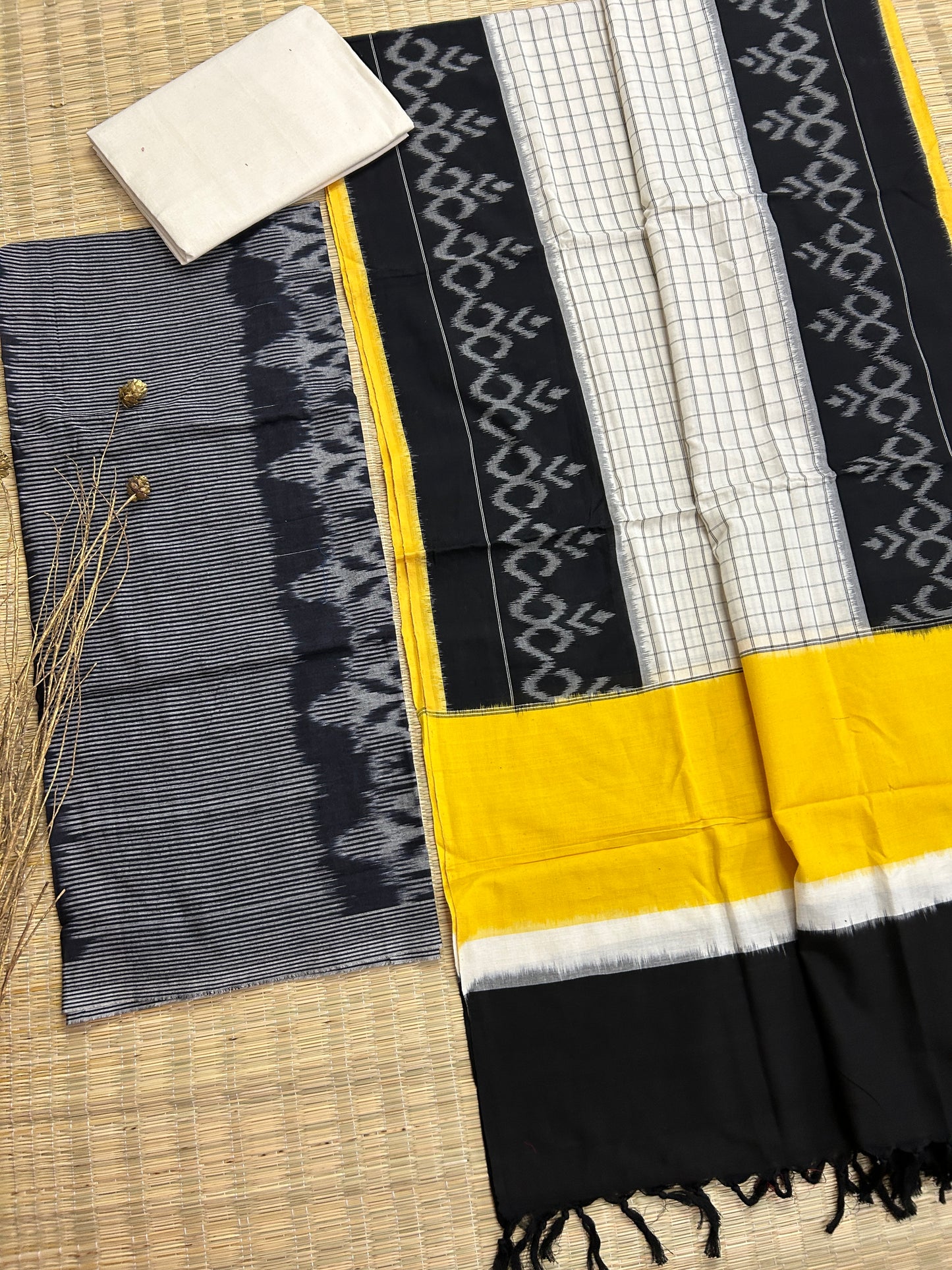 Double Ikat Cotton Dress Material with Uzbek Top