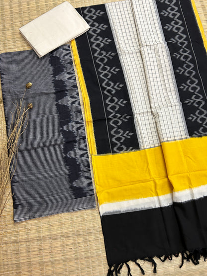 Double Ikat Cotton Dress Material with Uzbek Top