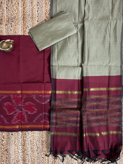 Ikat Cotton Silk Dress Material