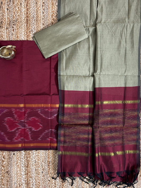 Ikat Cotton Silk Dress Material