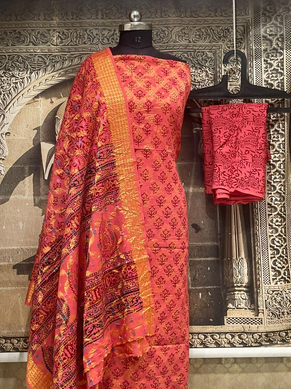 Bagh Print Cotton Dress Material