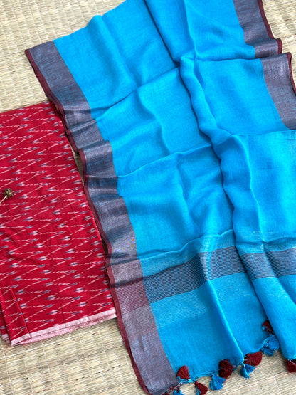 Ikat Top with Pure Linen Dupatta