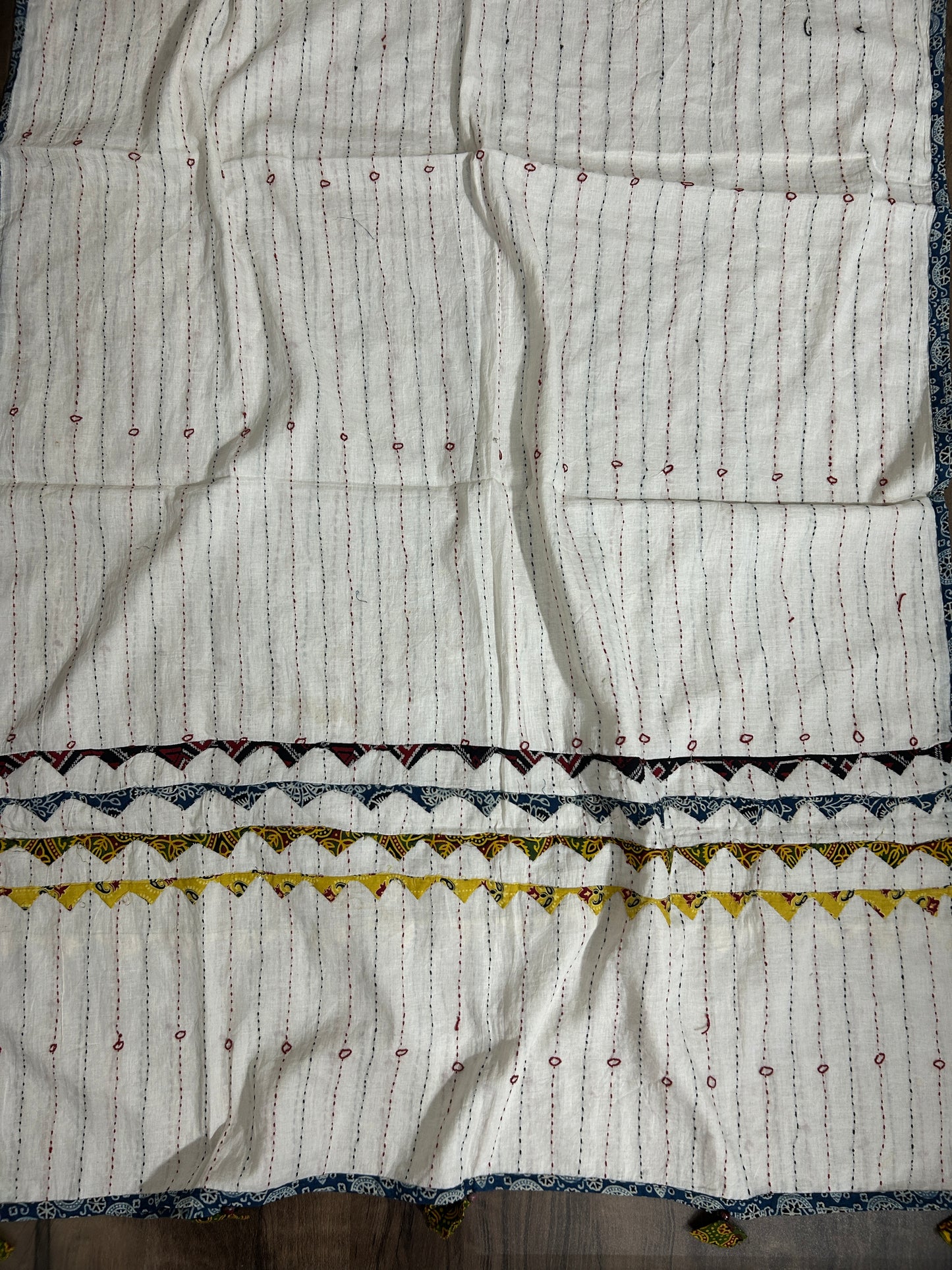 Appliqué and Mirror Work Cotton Dupatta