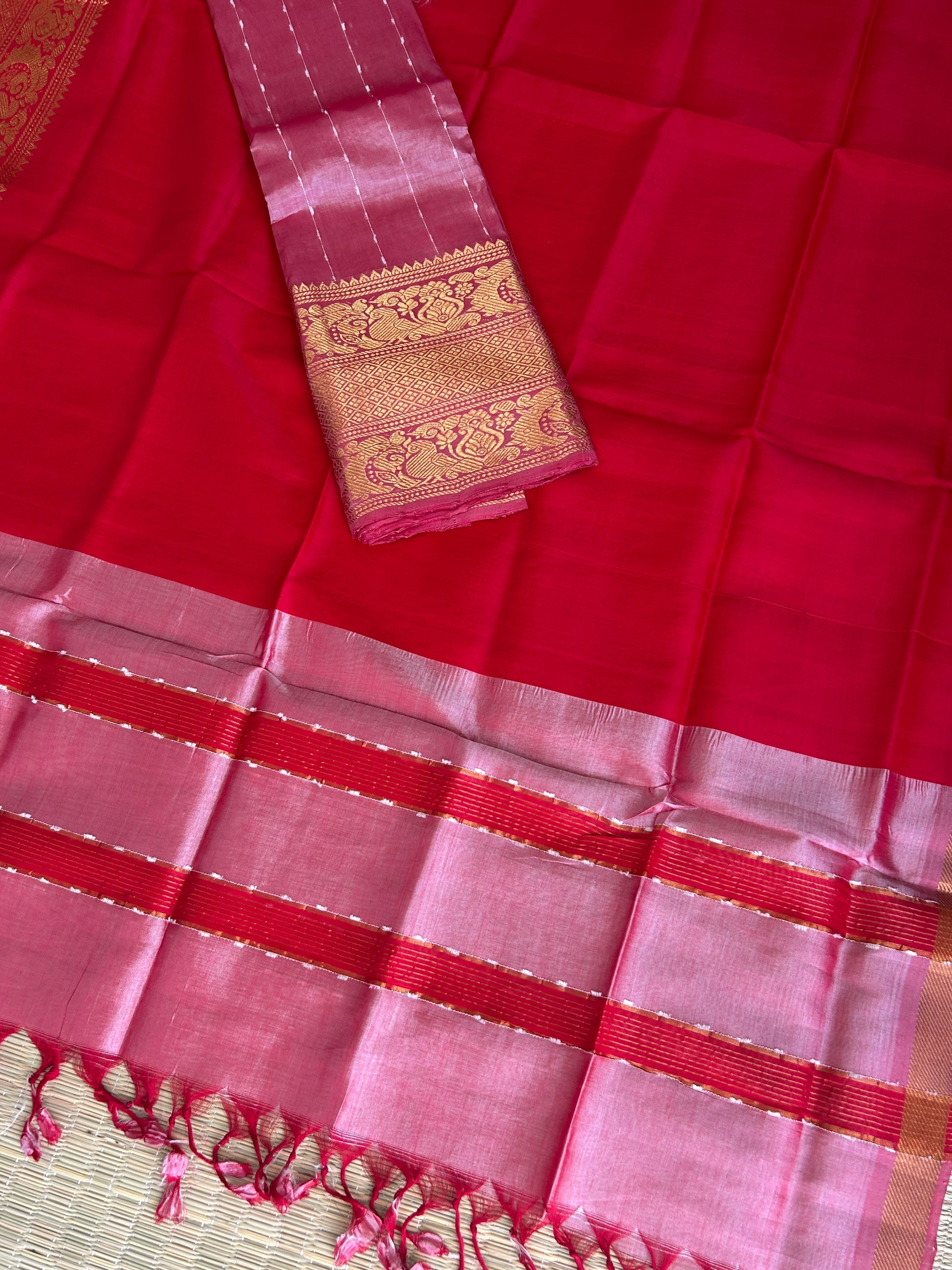Mangalagiri Silk Dress Material with Kanchi Border