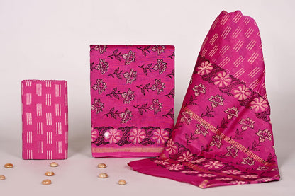 Hand Painted Chanderi Silk Cotton Dress Material