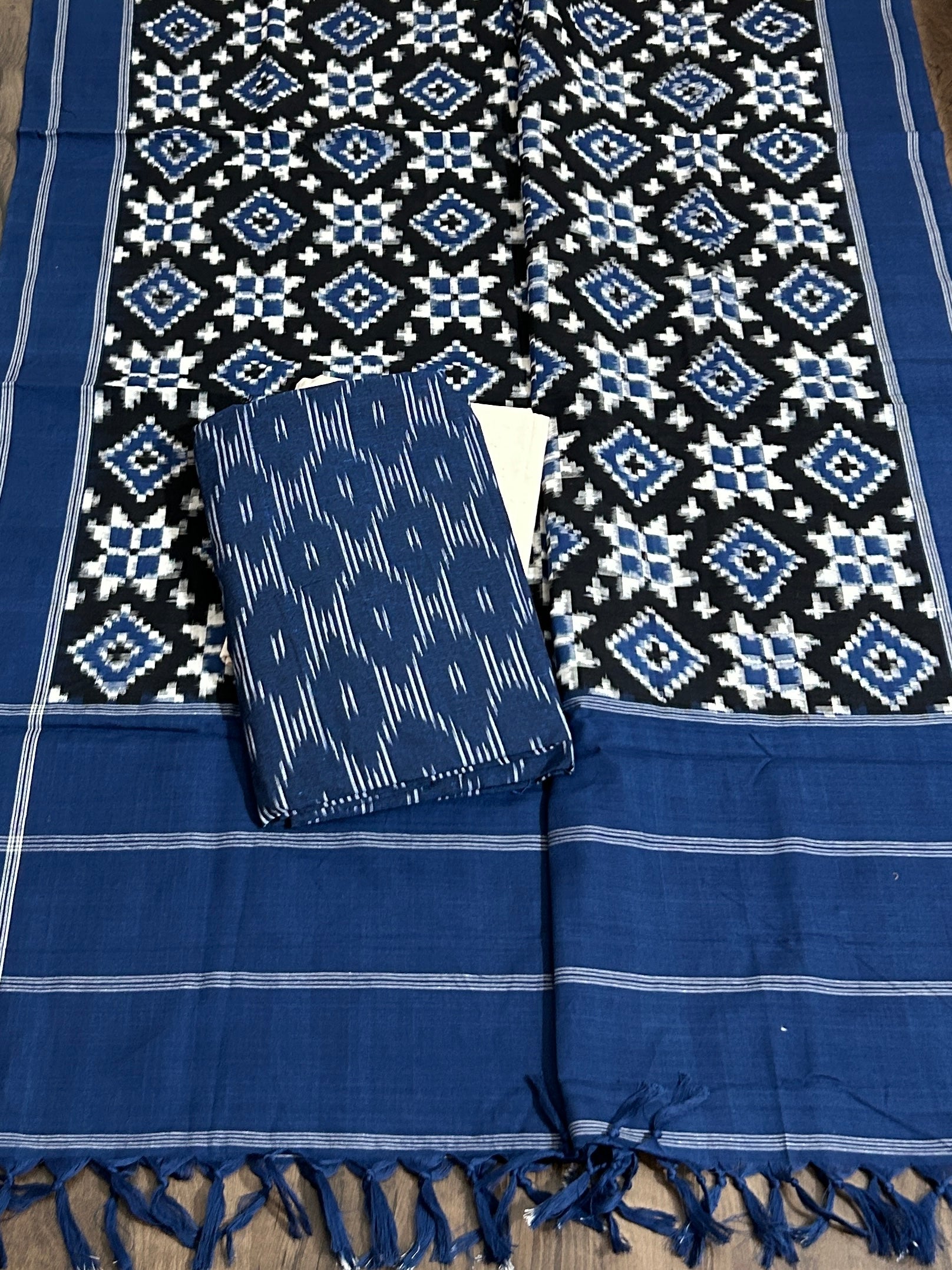 Telia Rumal Double Ikat Cotton Dress Material
