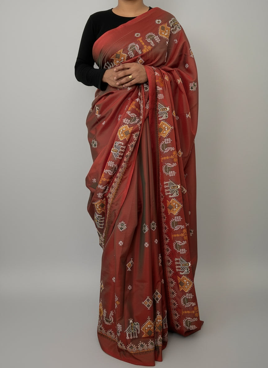 Kasuti work Malai silk saree with Blouse&nbsp;