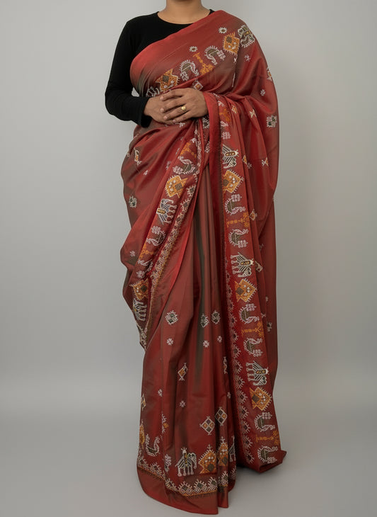Kasuti work Malai silk saree with Blouse&nbsp;