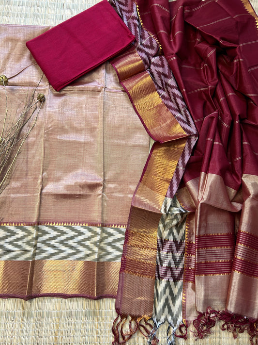 Mangalagiri Silk Dress Material with ikat Border