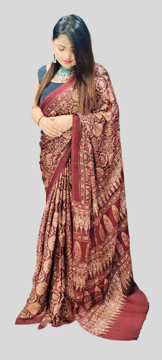 Ajrakh Cotton Saree