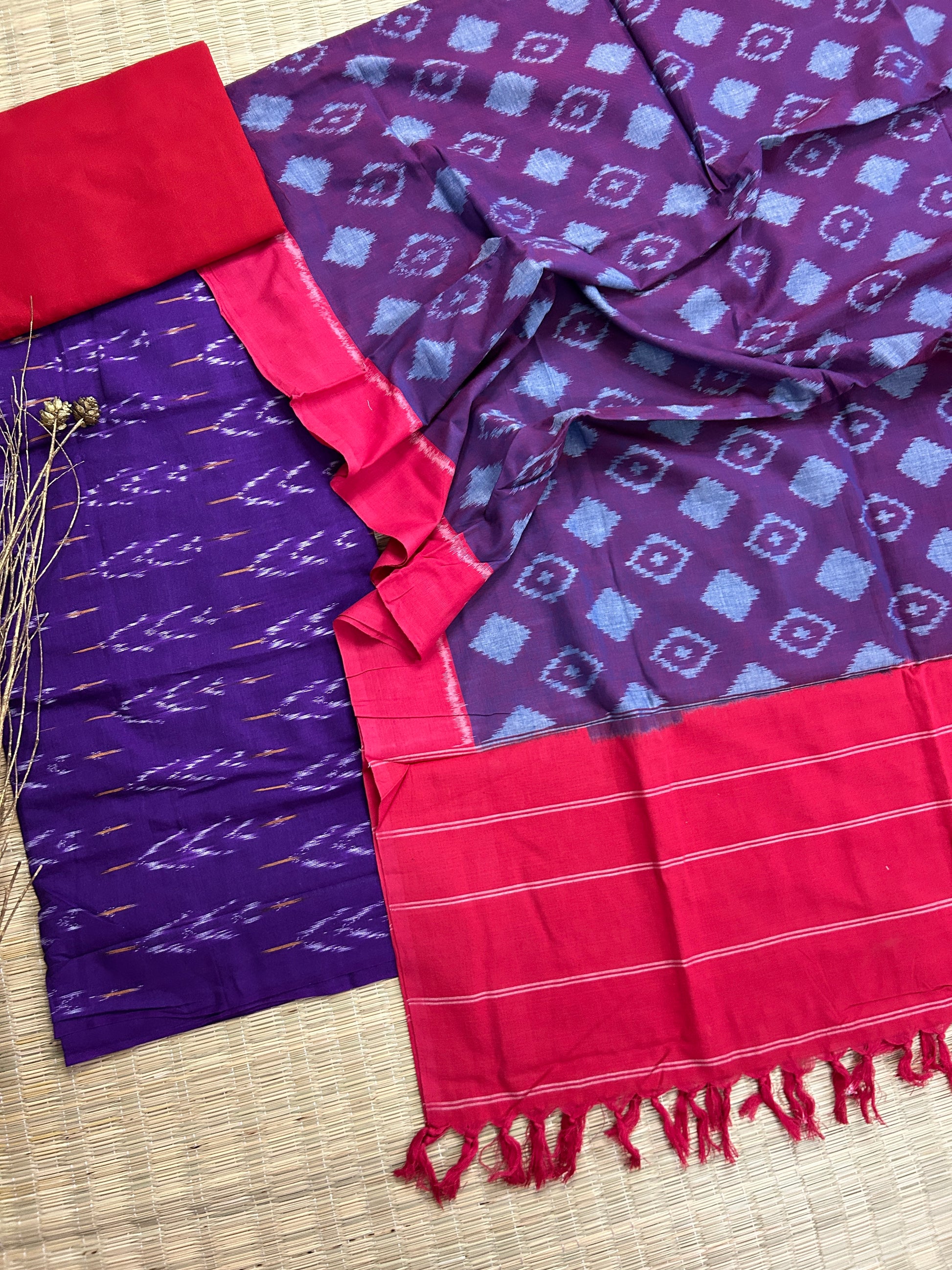 Double Ikat Mercerised Cotton Dress Material