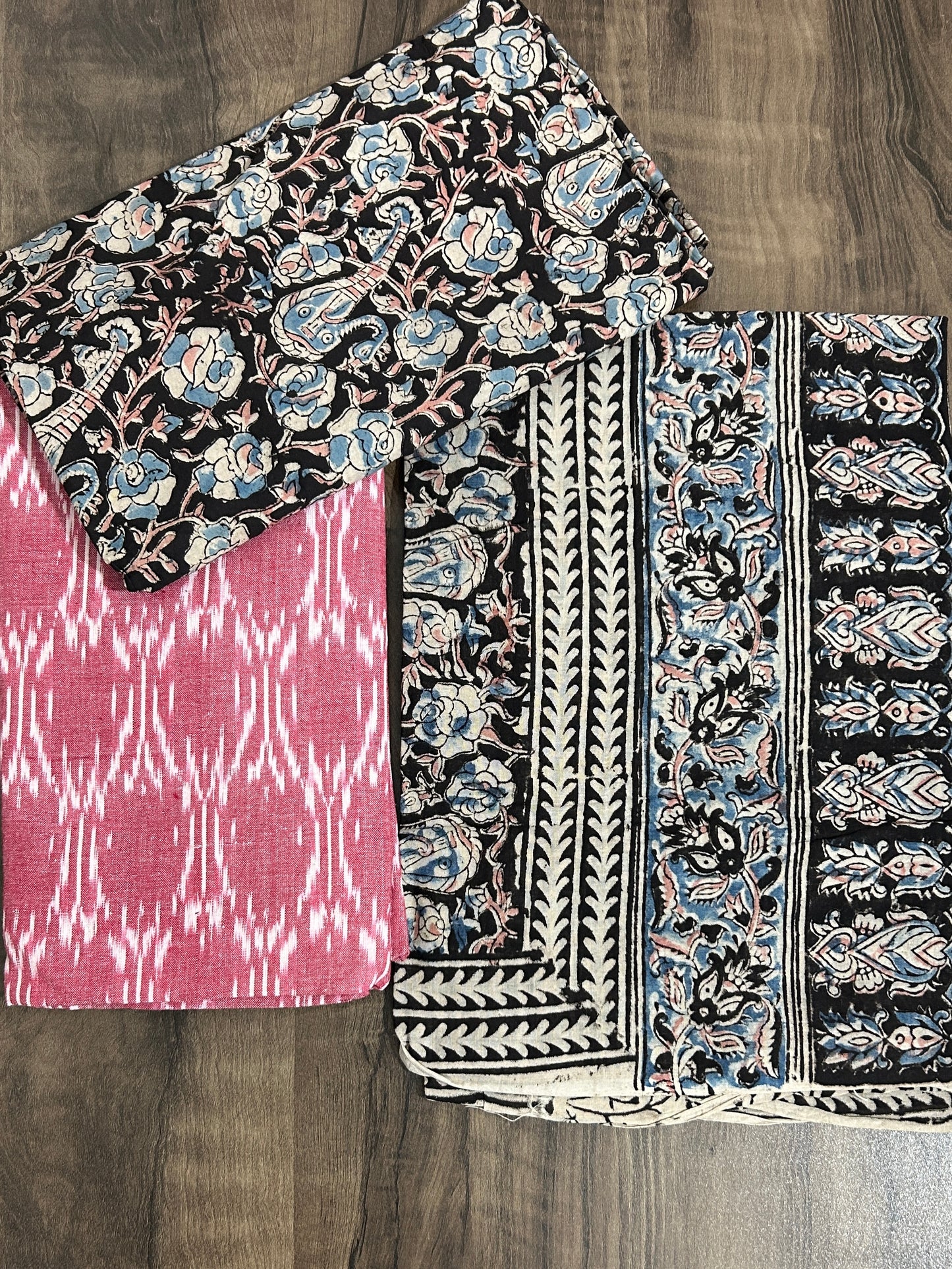 Ikat Kalamkari Cotton Dress Material