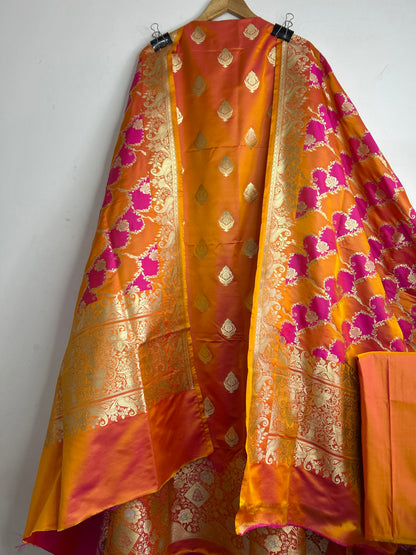 Dual Shaded Banarasi Silk Dress Material