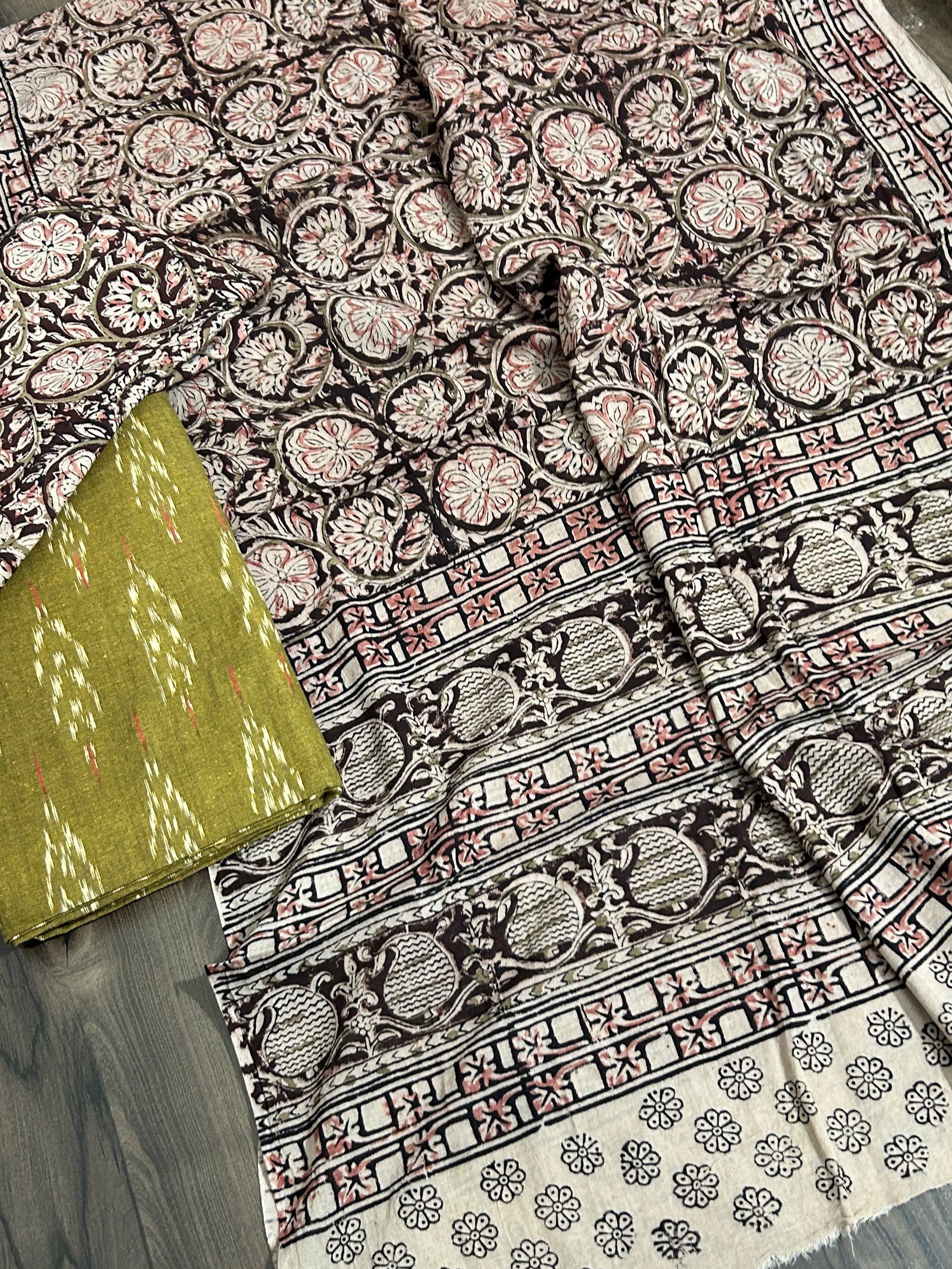 Ikat Kalamkari Cotton Dress Material