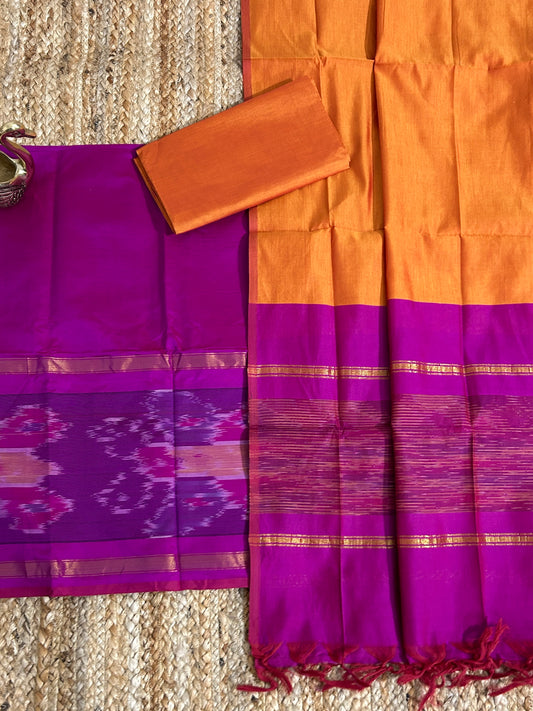 Ikat Cotton Silk Dress Material