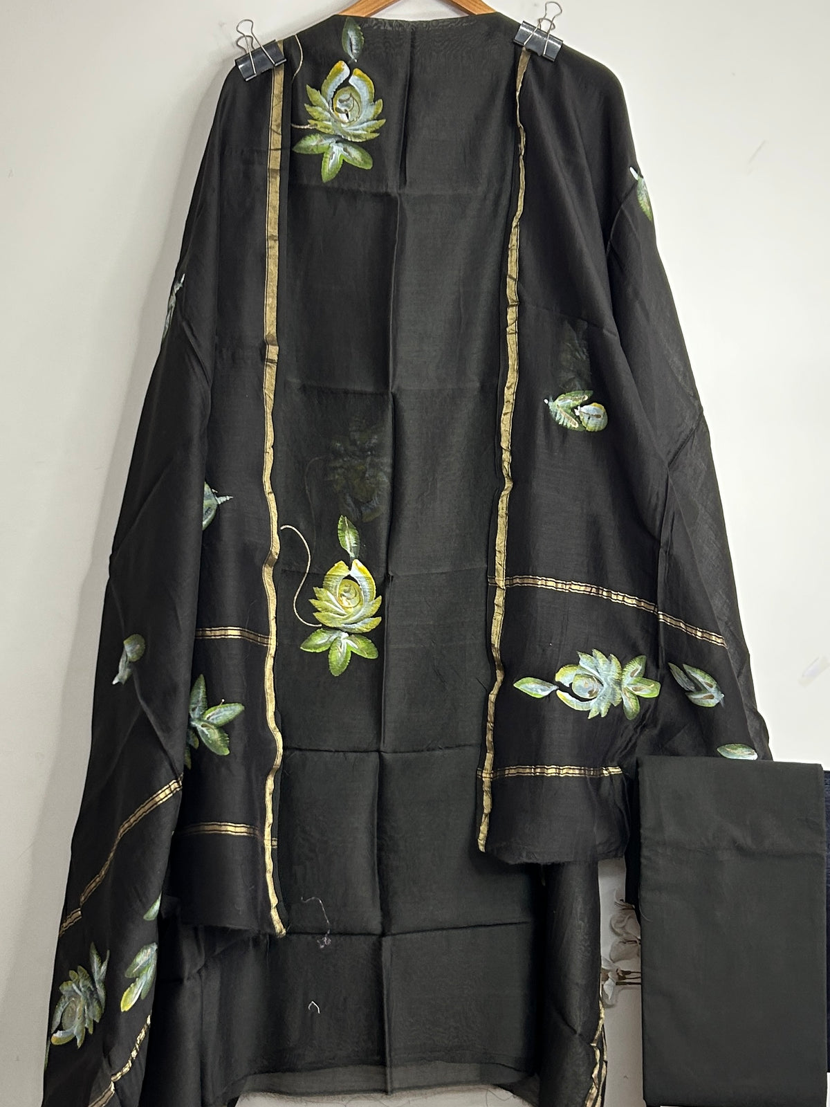 Hand Painted Chanderi Silk Cotton Dress Material