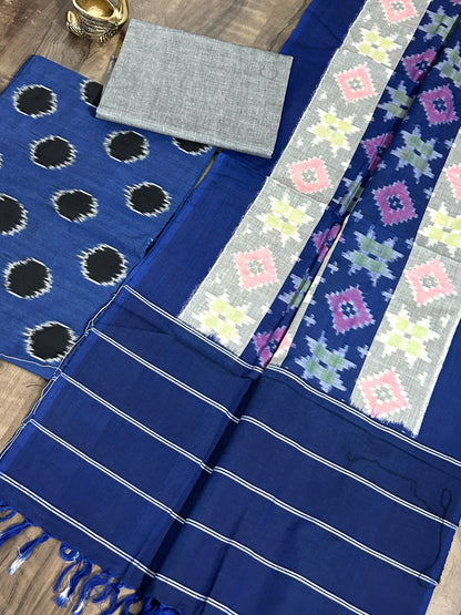 Telia Rumal Double Ikat Cotton Dress Material