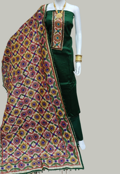 Cotton Dress Material with Phulkari Chanderi Dupatta