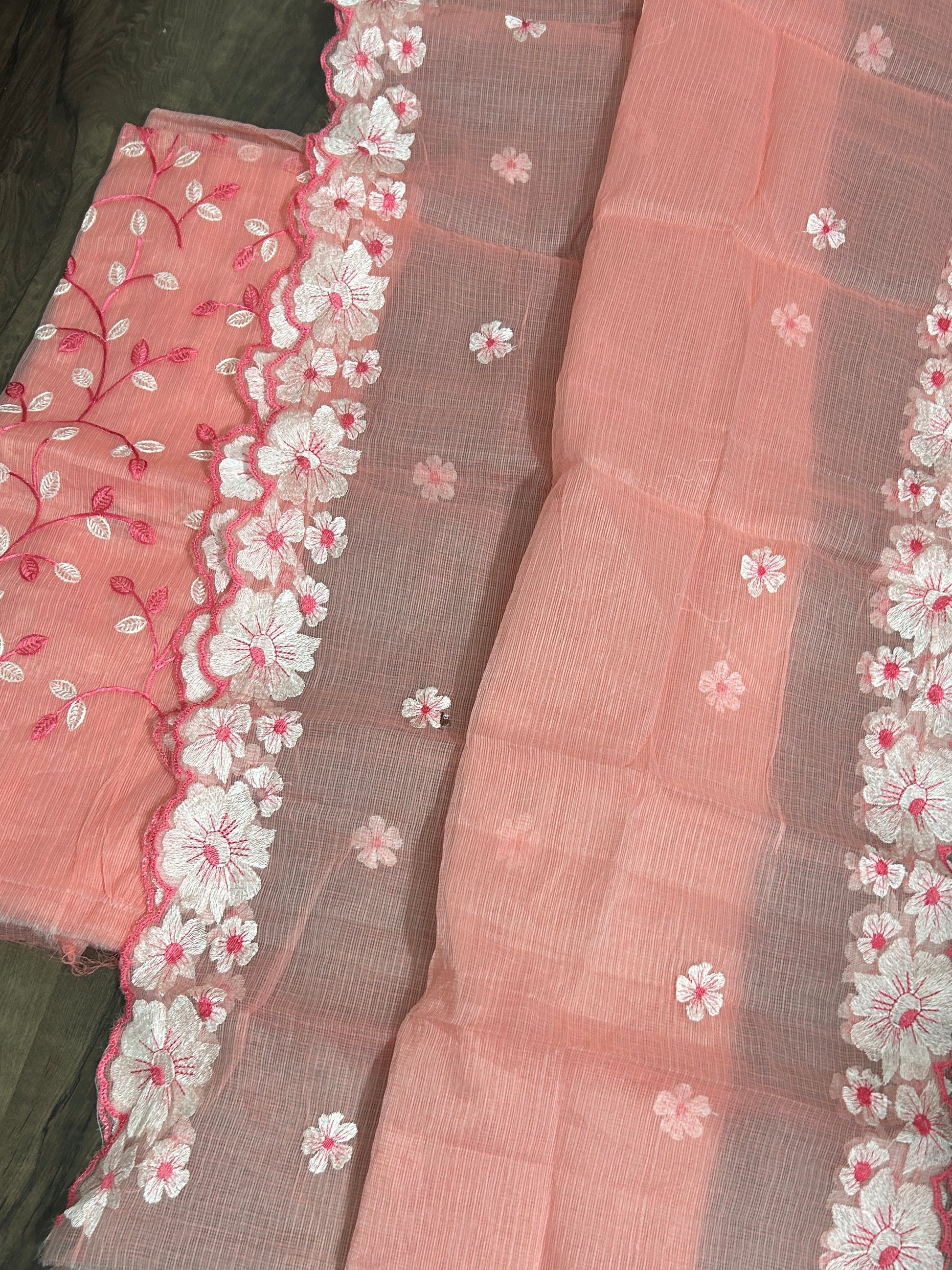 Embroidered Kota Dress Material