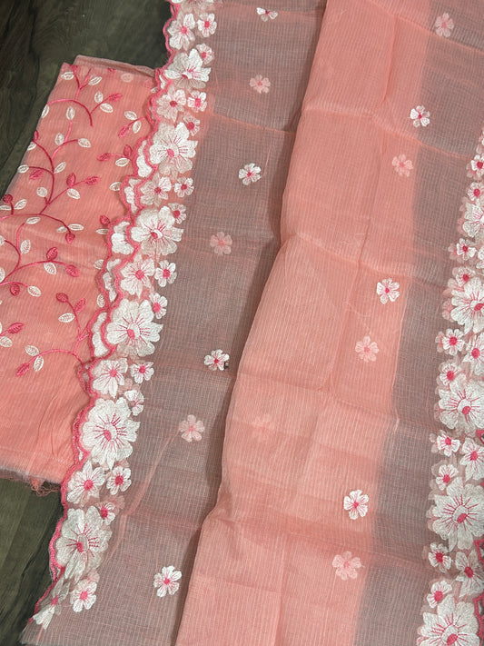 Embroidered Kota Dress Material