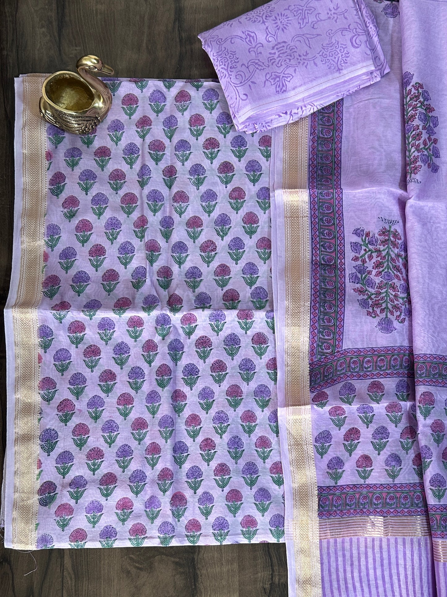 Hand Painted Maheshwari Silk Cotton Dress Material