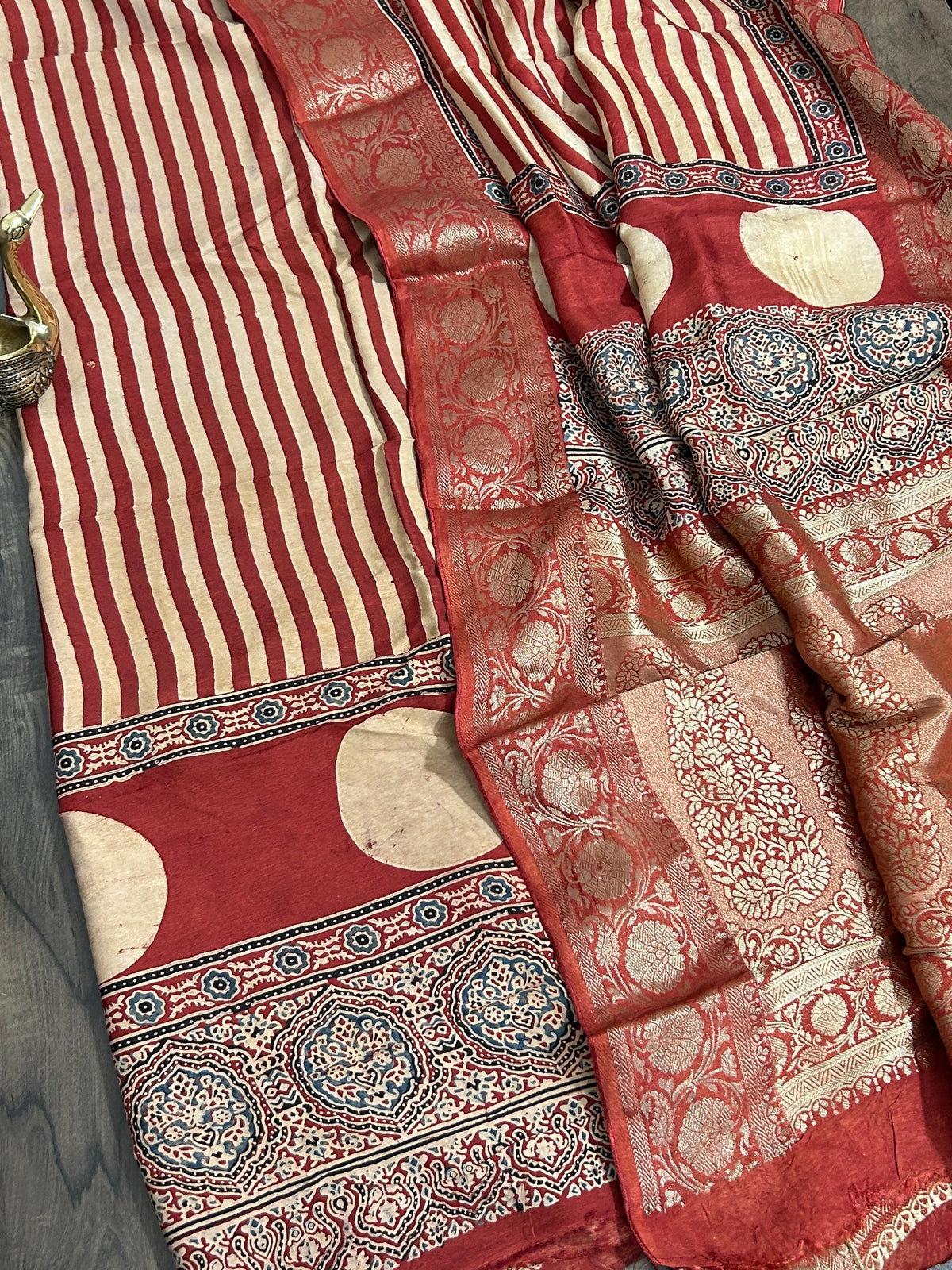 Ajrakh Dola Silk Dress Material