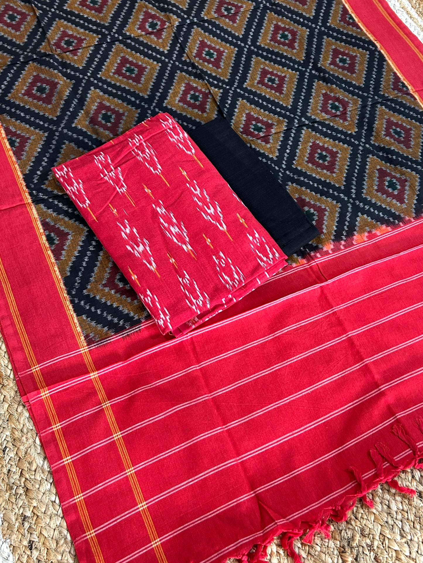 Double Ikat Mercerized Cotton Dress Material