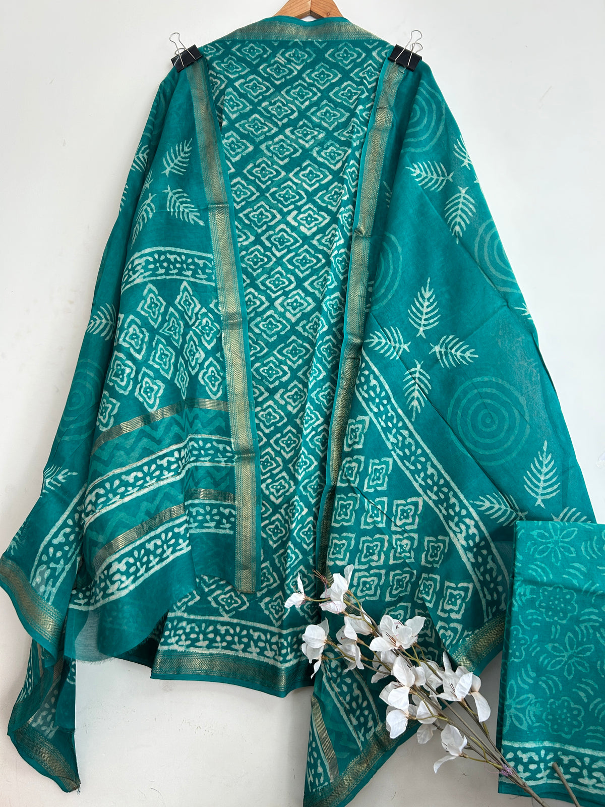Hand BlockPrint Chanderi Silk Cotton Dress Material