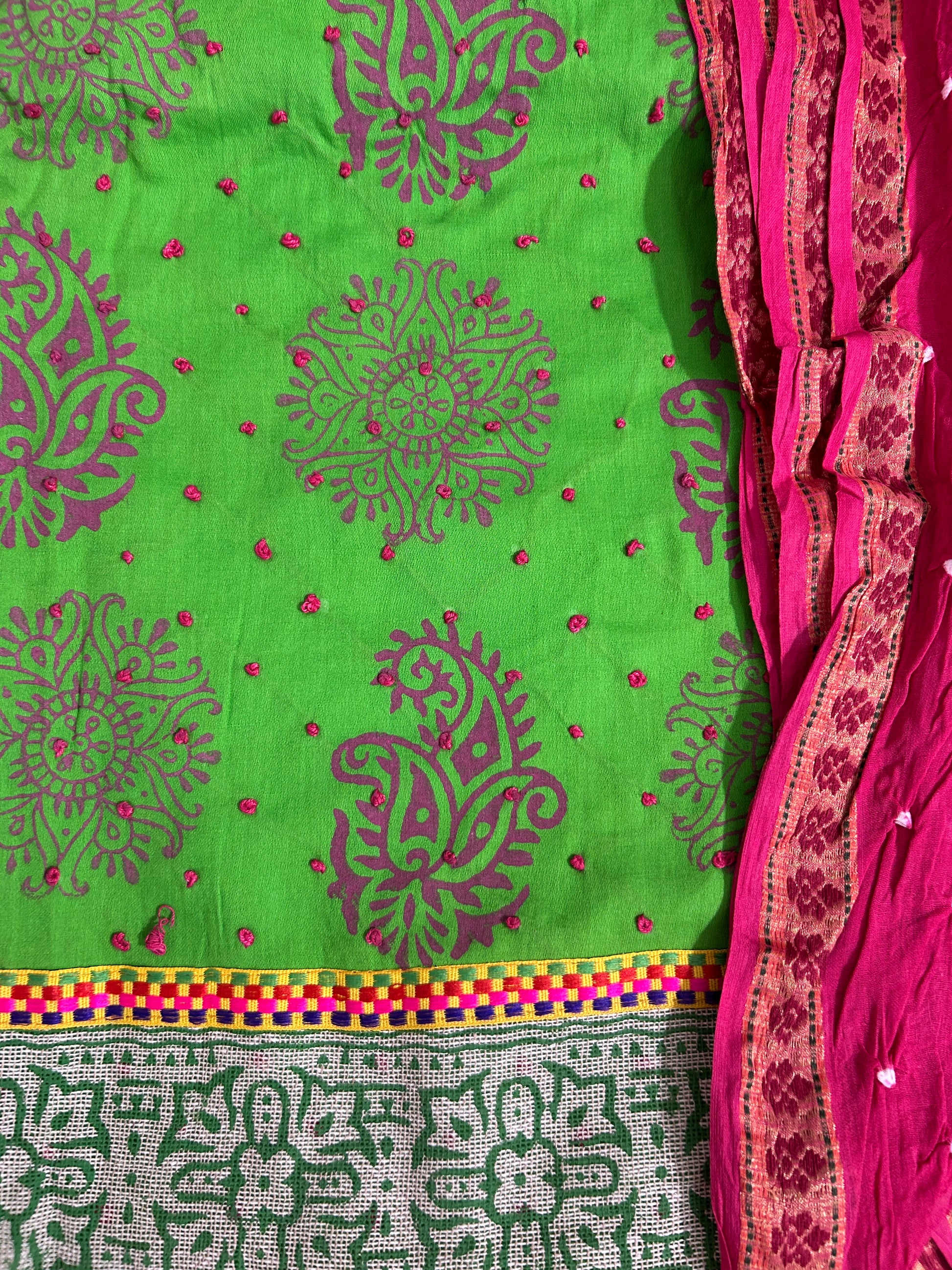 Cotton Bandhani Dress Material