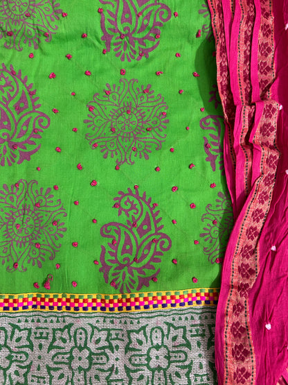 Cotton Bandhani Dress Material