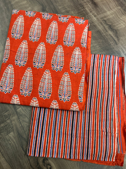 Ajrakh Cotton Top Bottom Set