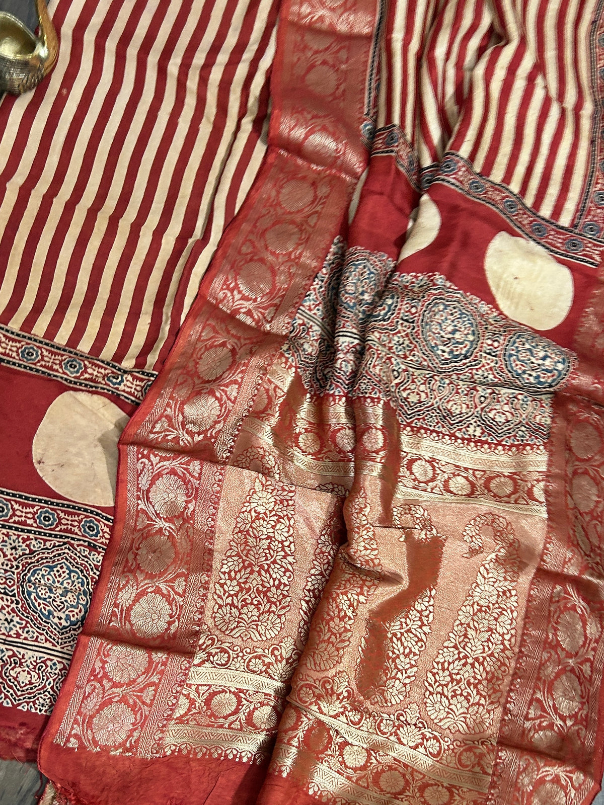 Ajrakh Dola Silk Dress Material