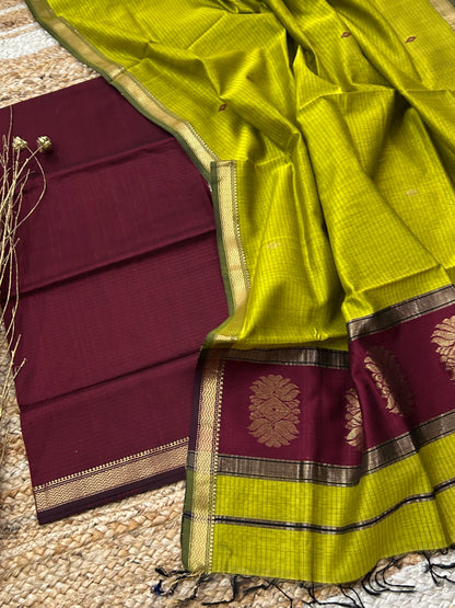 Maheshwari Silk Cotton Top Dupatta Set
