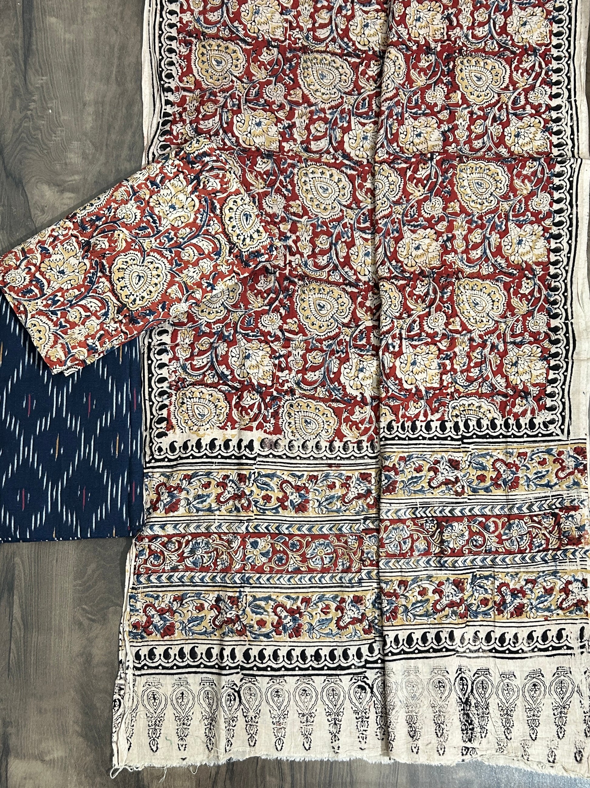 Ikat Kalamkari Cotton Dress Material