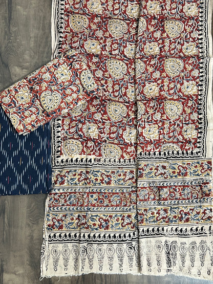 Ikat Kalamkari Cotton Dress Material