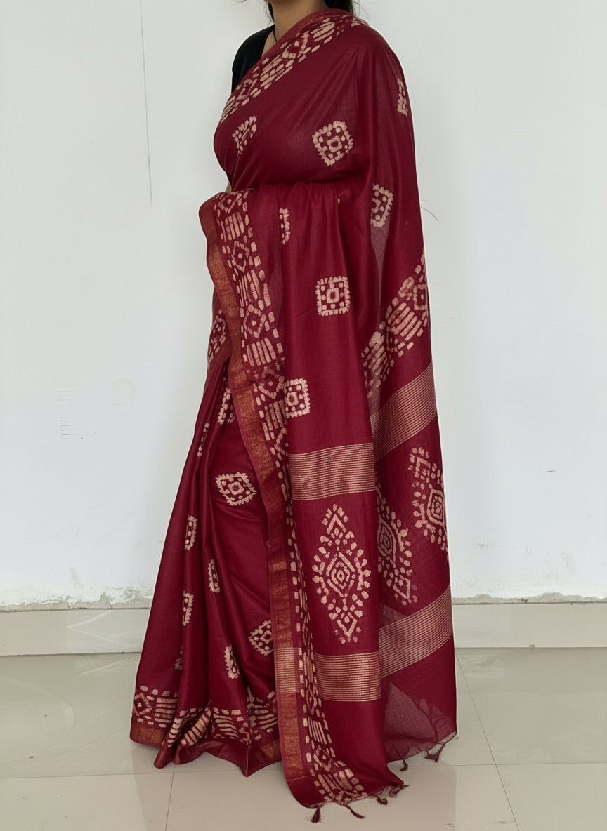Batik Soft Silk Saree with Blouse