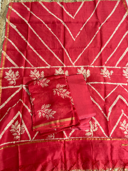 Hand BlockPrint Chanderi Silk Cotton Dress Material