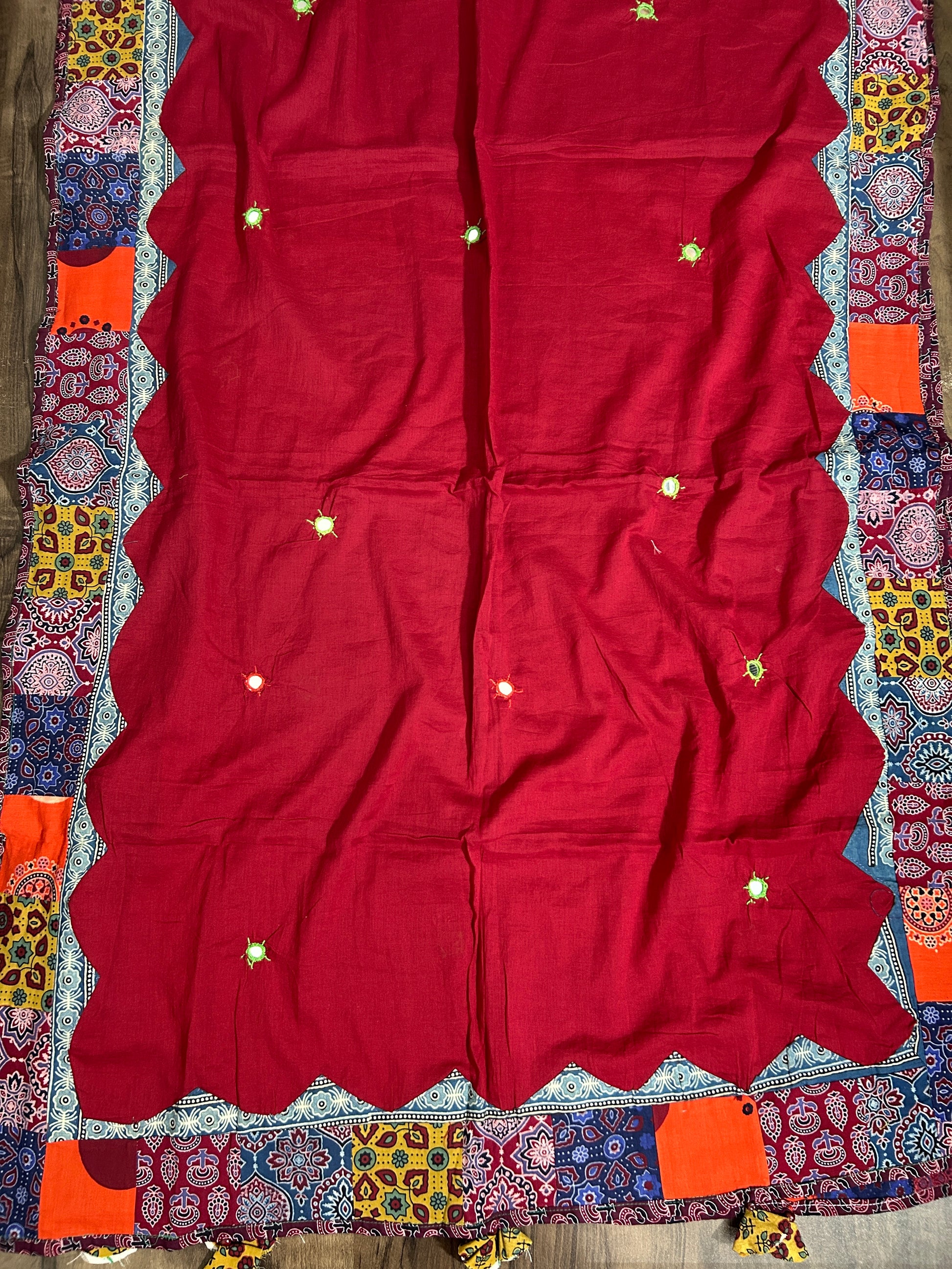 Appliqué and Mirror Work Cotton Dupatta