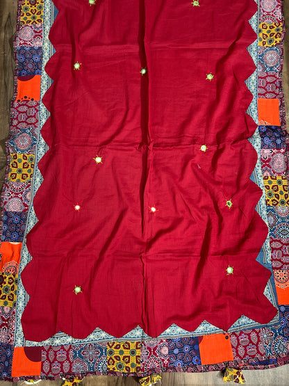 Appliqué and Mirror Work Cotton Dupatta
