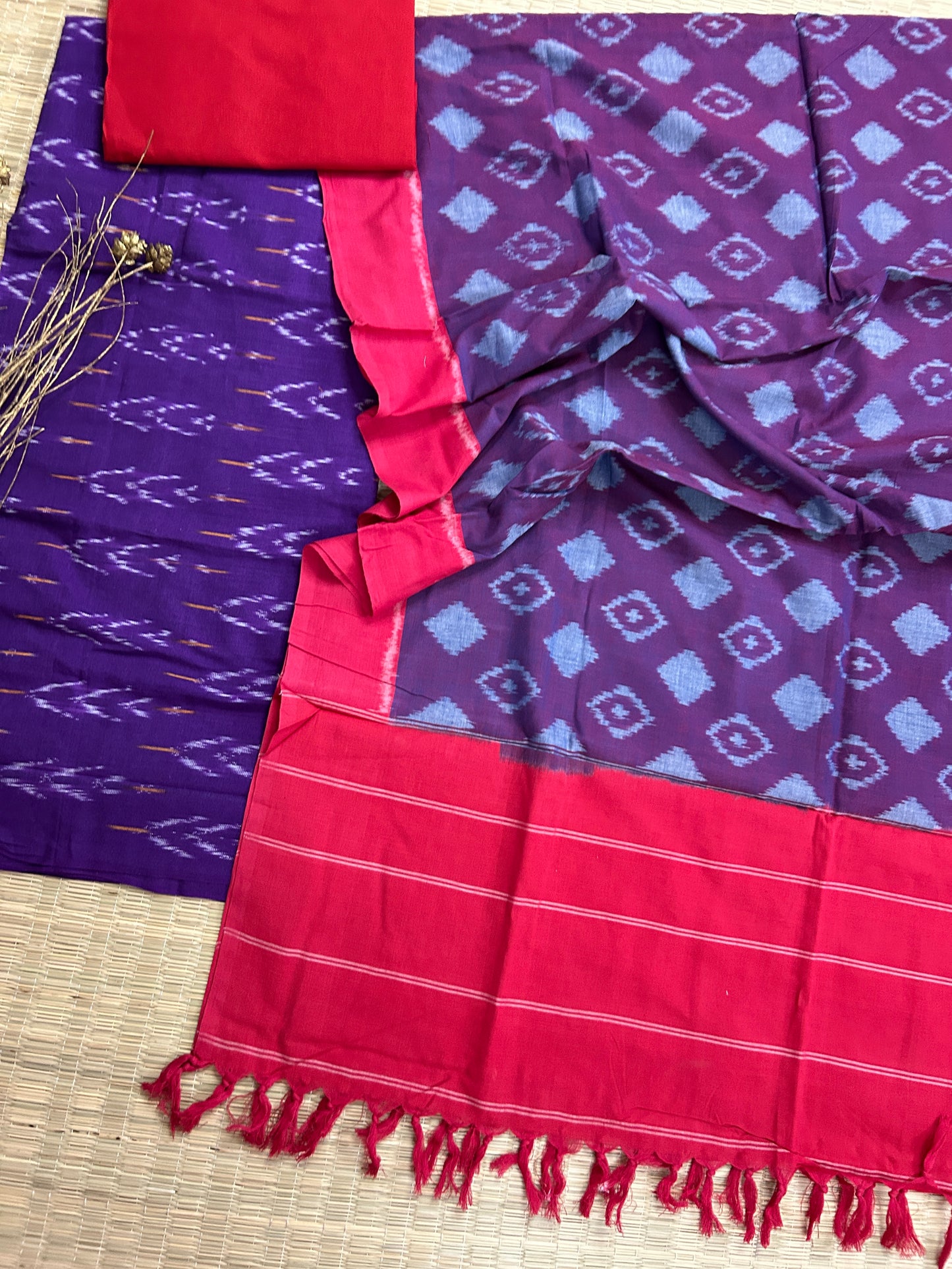 Double Ikat Mercerised Cotton Dress Material