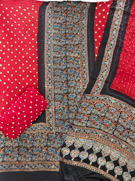 Ajrakh Bandhani Modal Silk 