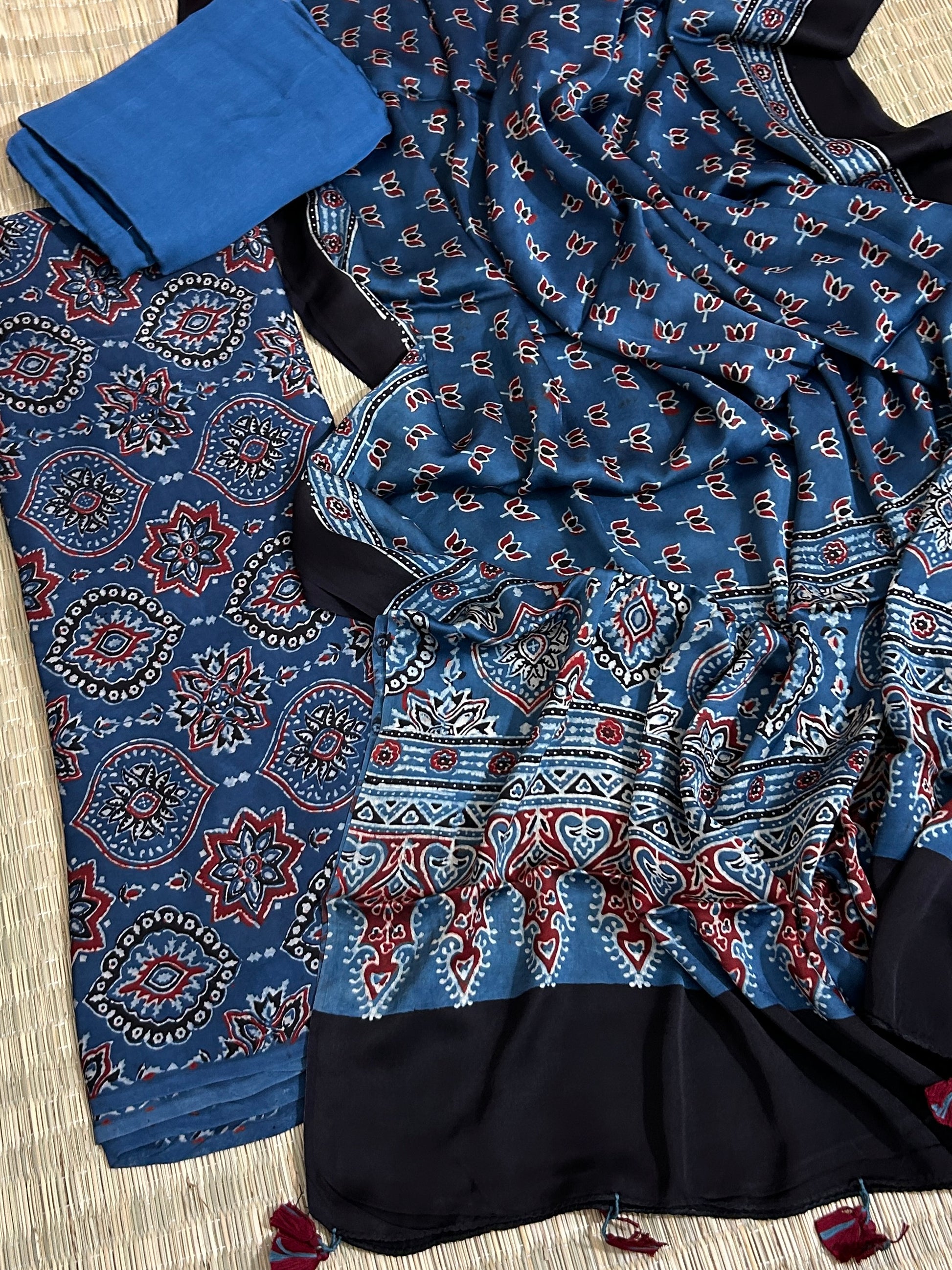 Ajrakh Modal Silk Dress Material
