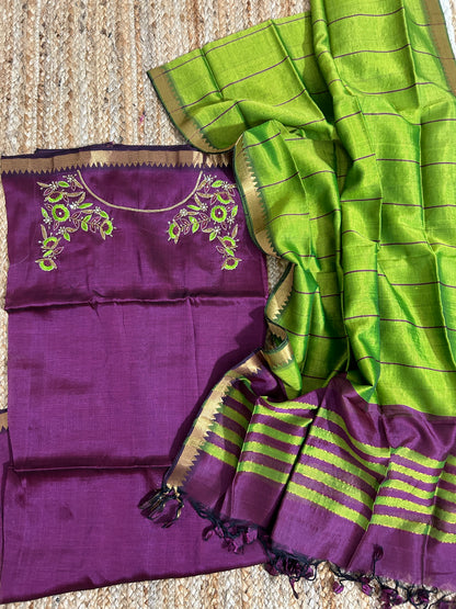 Mangalagiri Silk Dress Material with Maggam Handwork